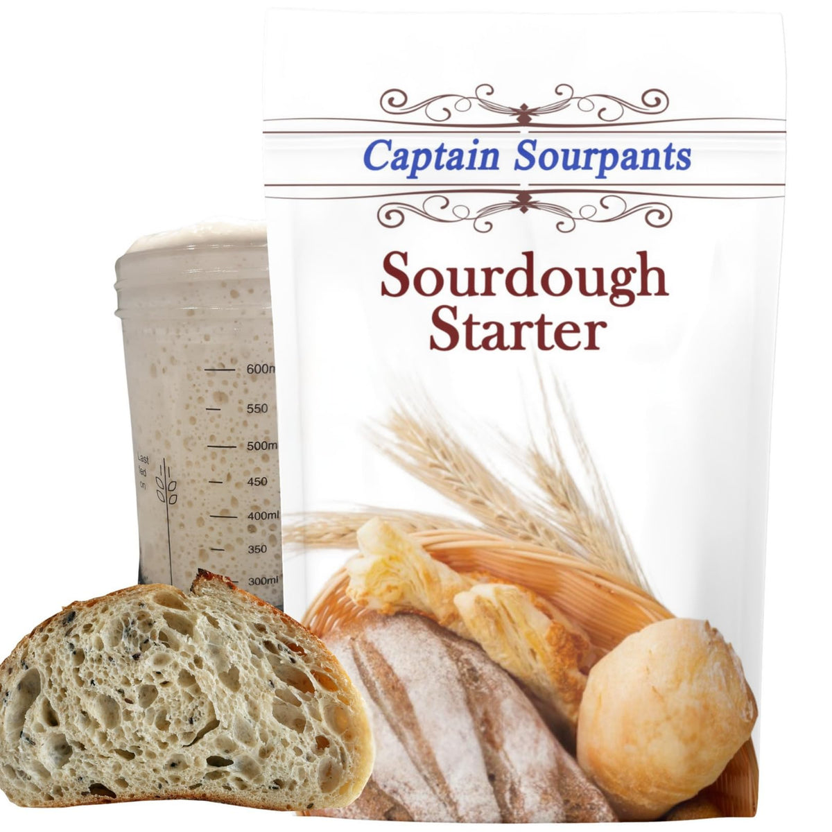 Captain Sourpants dehydrated starter demonstrates 100-year heritage for authentic bread flavor.