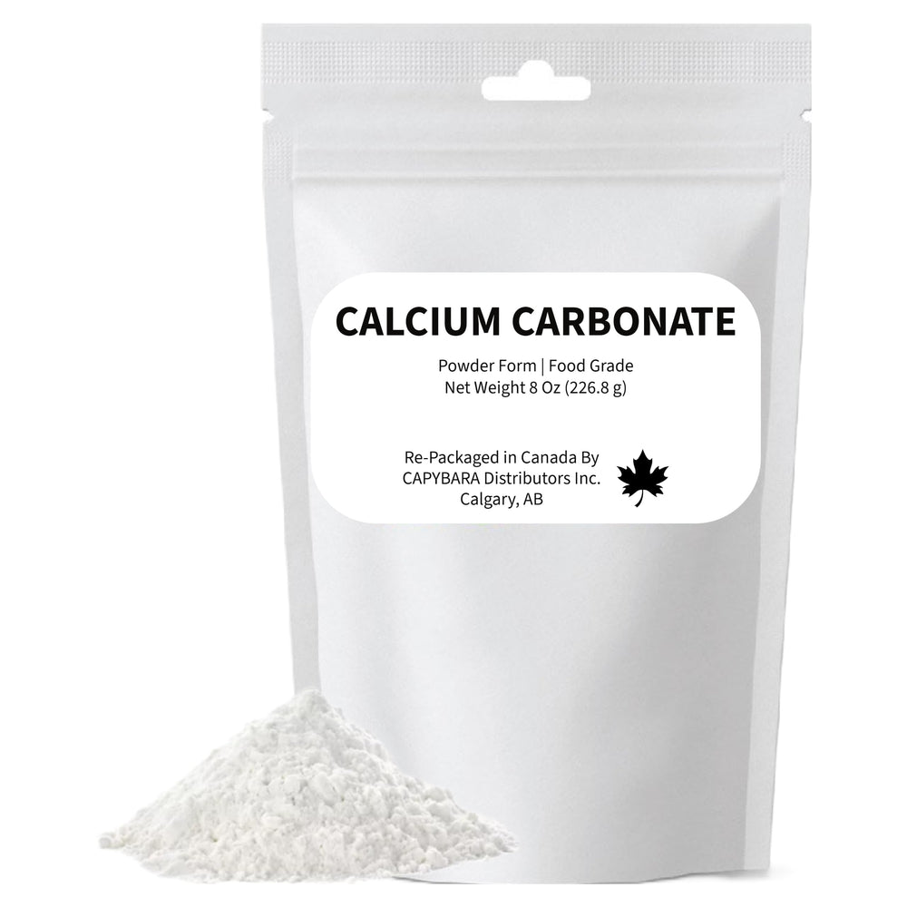 Capybara calcium carbonate powder 8oz for acidity adjustment in beverages and baking.