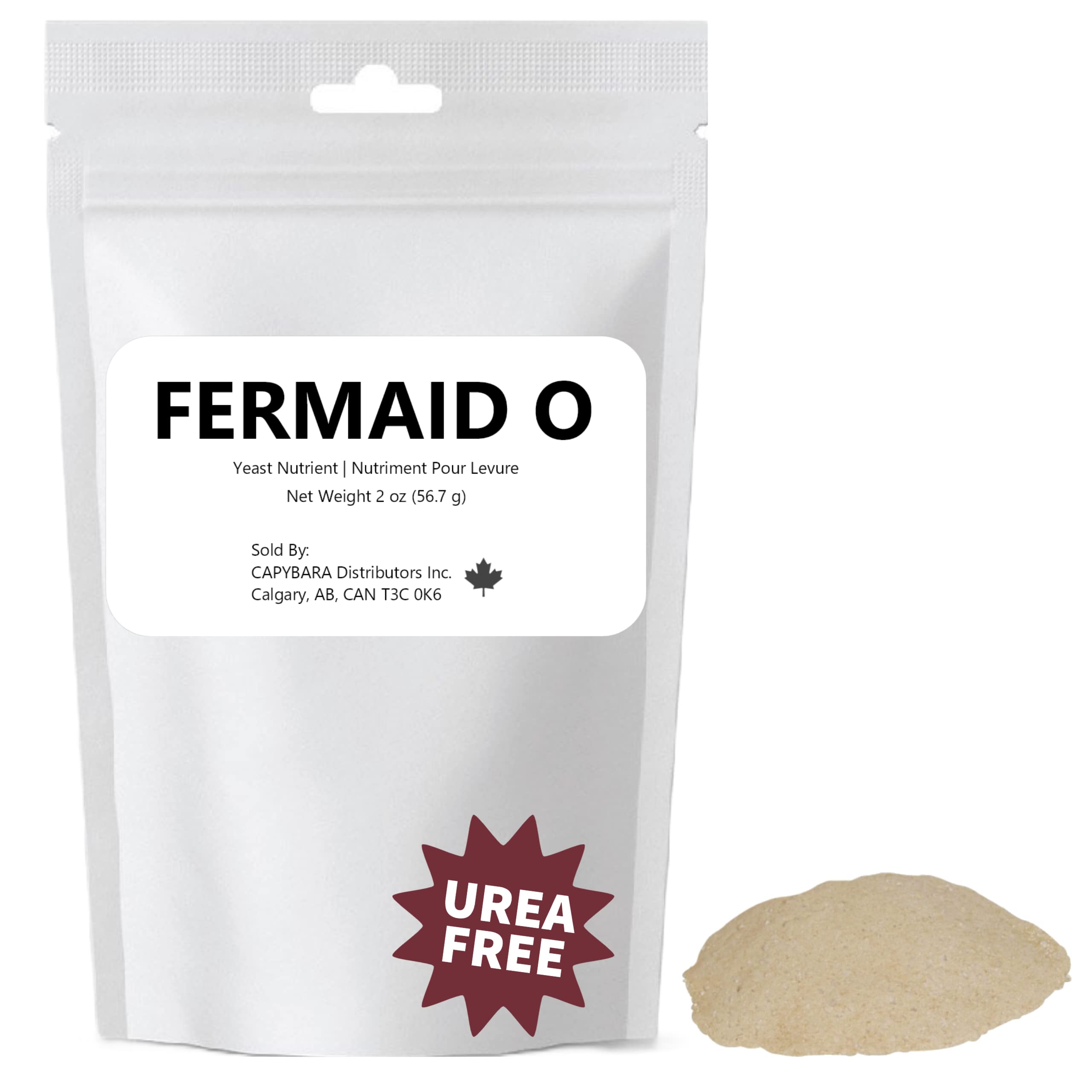 CAPYBARA Fermaid O yeast nutrient bottle supports steady fermentation for wine, cider, and mead.