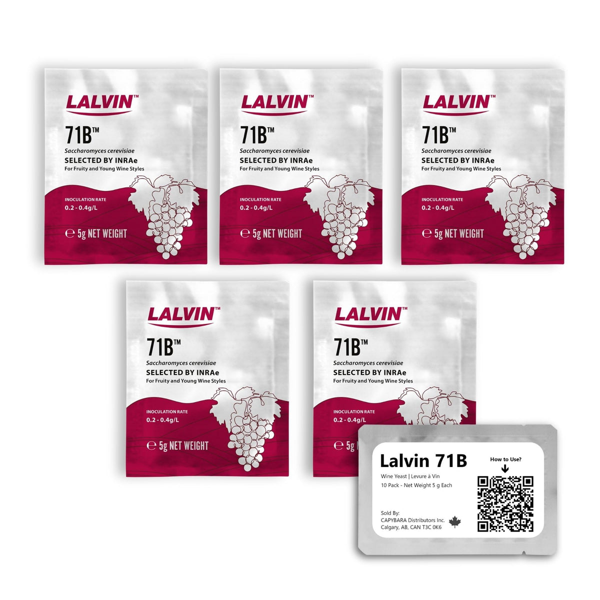 CAPYBARA Lalvin 71B 5g sachets for at-home fermentation.