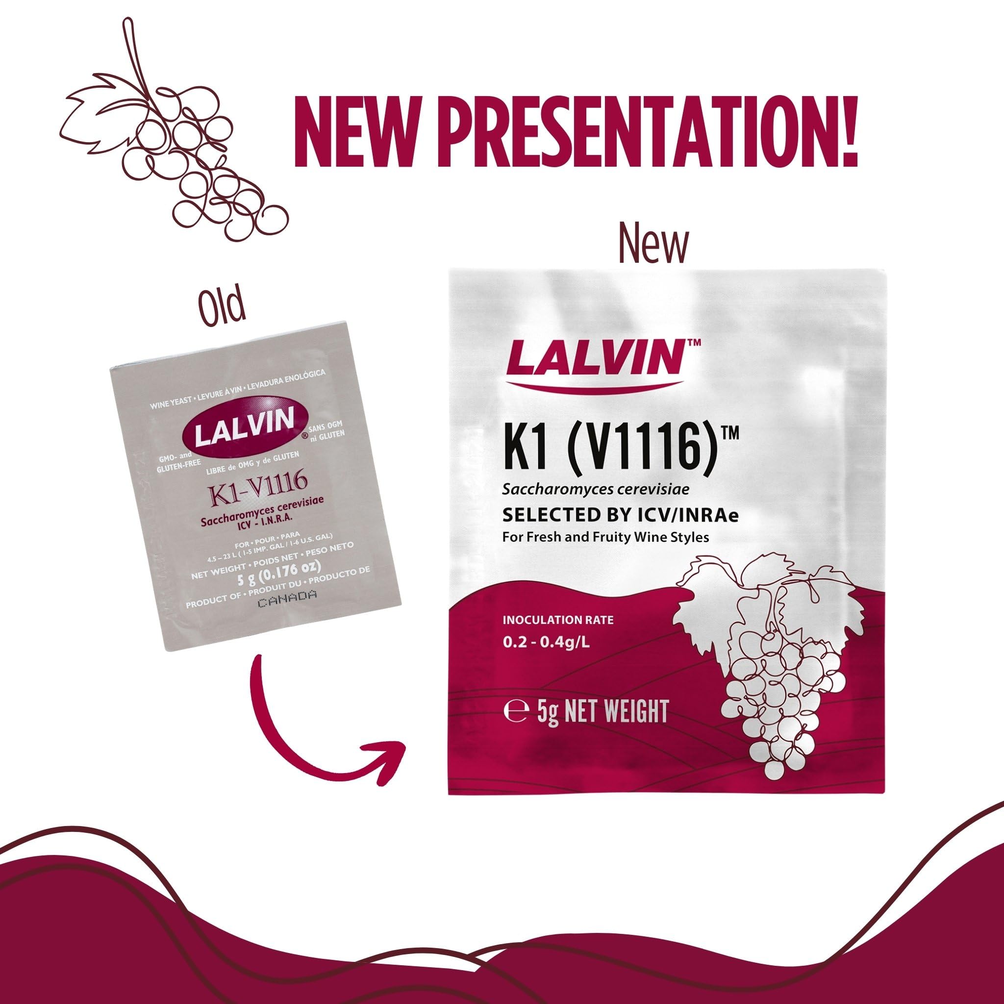 Packaging image of CAPYBARA Lalvin K1-V1116 sachets for wine yeast.