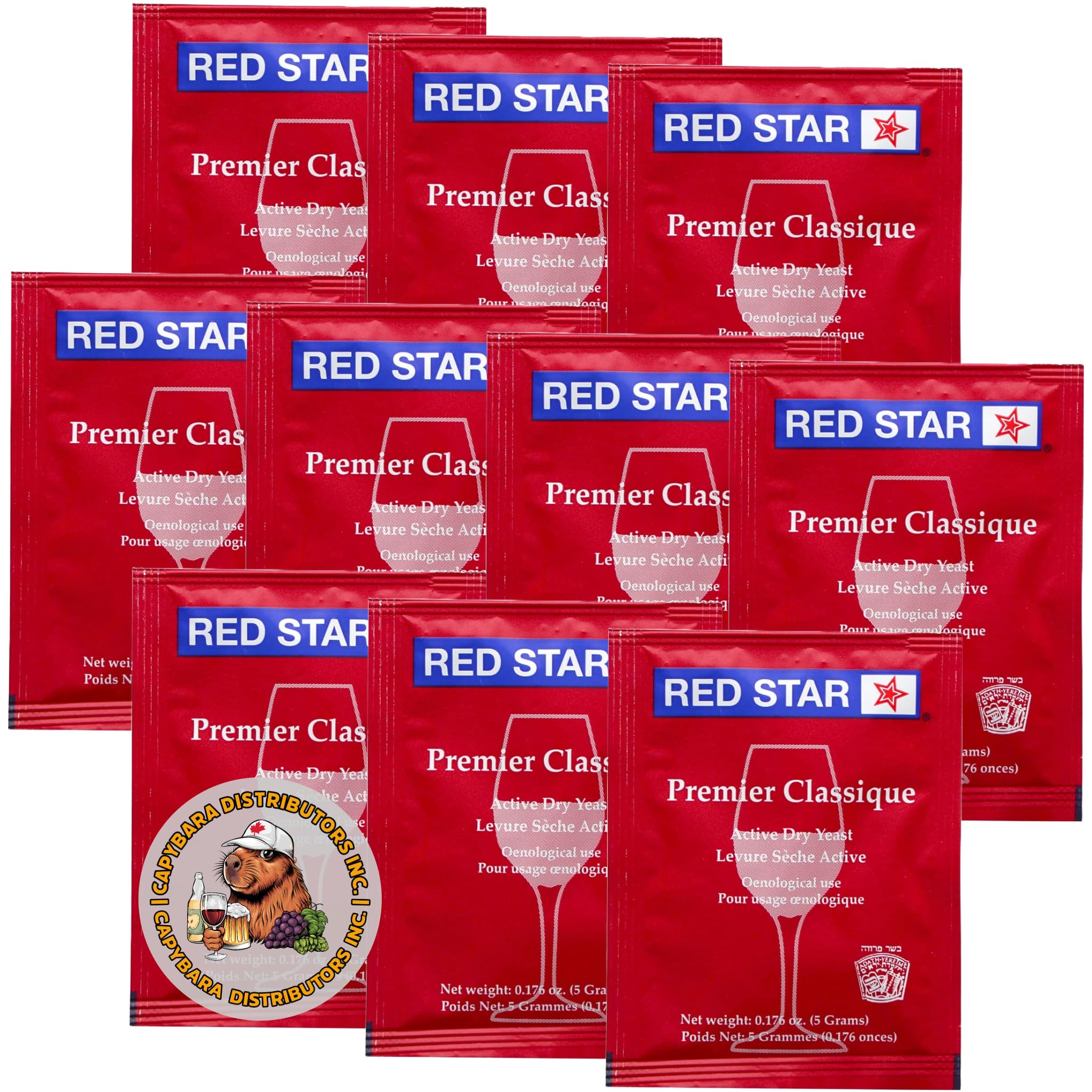 Capybara Red Star Premier Classique wine yeast 10-pack for reliable fermentation