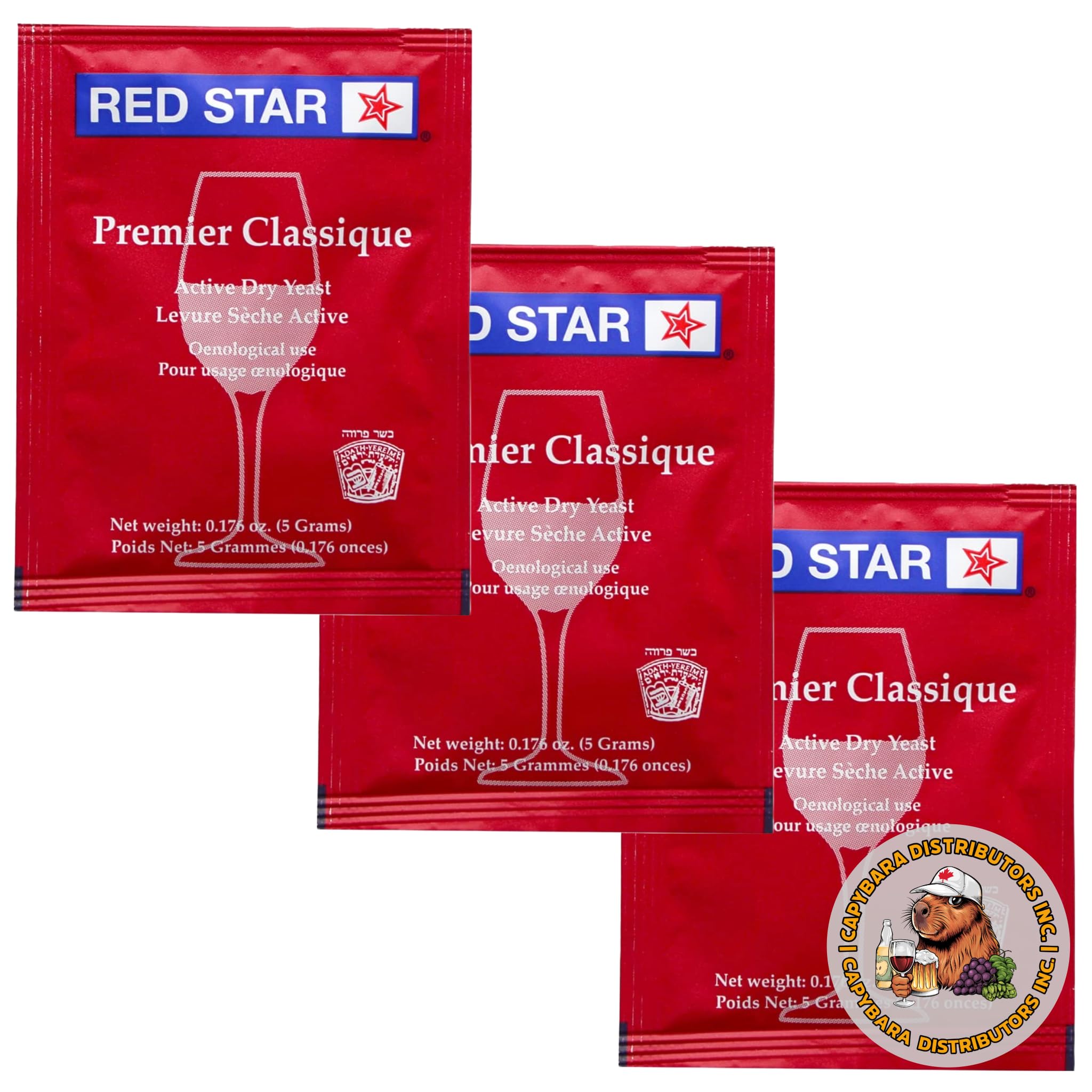 CAPYBARA Red Star Premier Classique wine yeast sachets ready for quick fermentation