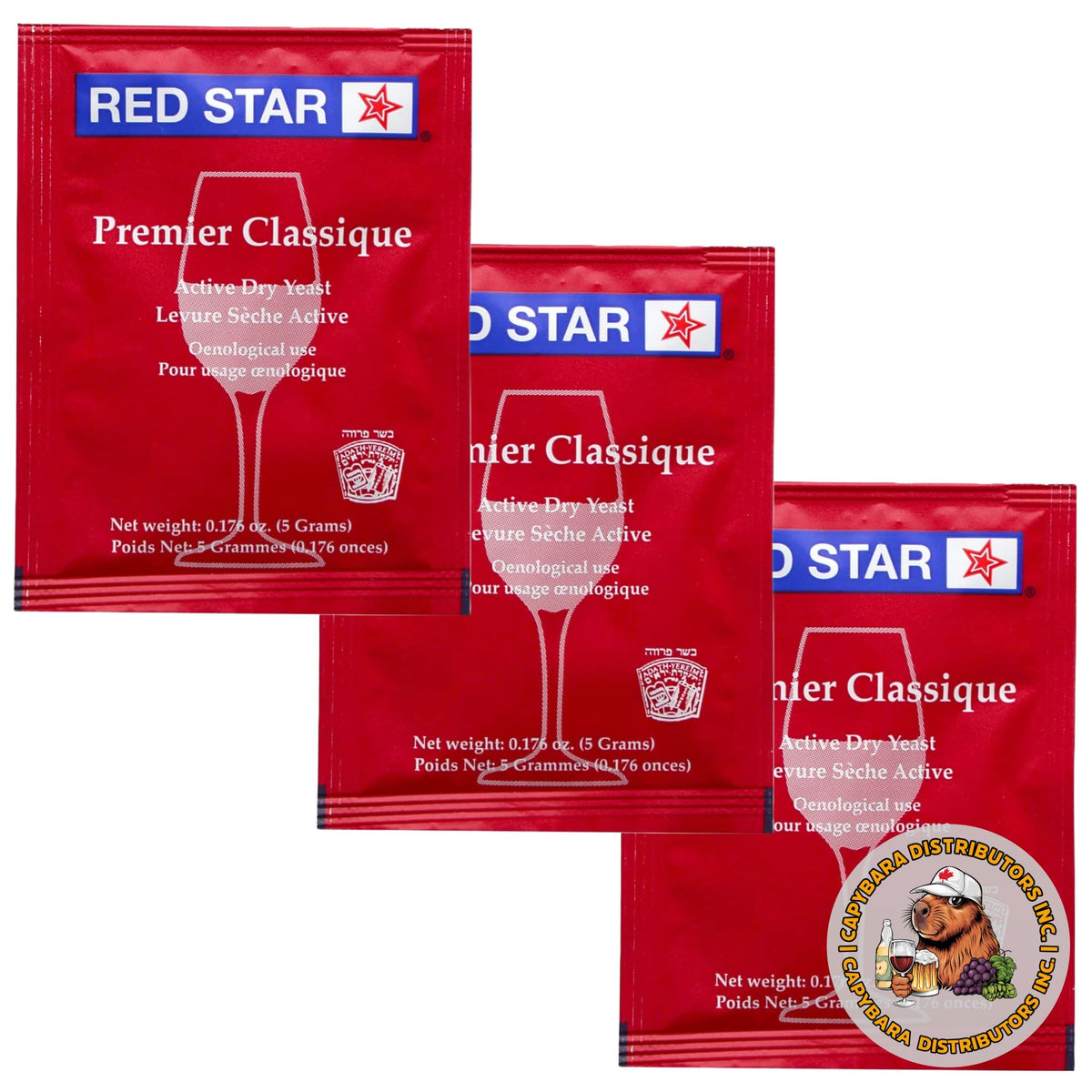 CAPYBARA Red Star Premier Classique wine yeast sachets ready for quick fermentation