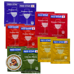 CAPYBARA Red Star sampler wine yeast 10-pack for home fermentation of wine, cider, and mead.