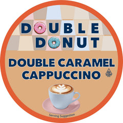 Caramel cappuccino pods close-up showing caramel swirl and aroma.