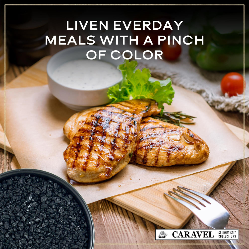 Caravel Gourmet Black Lava Sea Salt pour enhances cocktails.