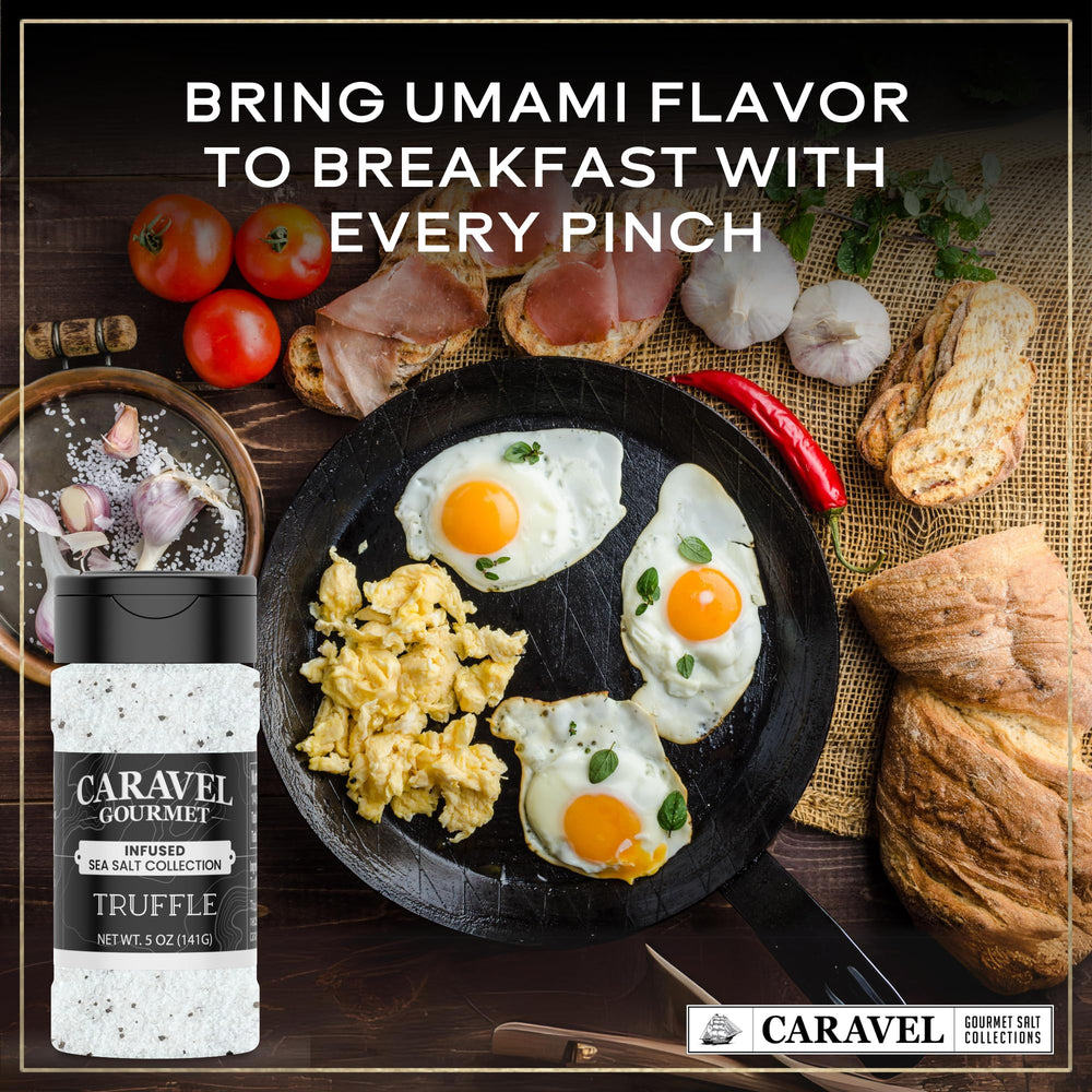 Caravel Gourmet black truffle salt with roasted vegetables for earthy finish