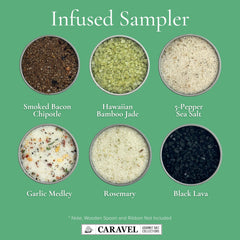 Caravel Gourmet garlic medley salt infuses savory depth for vegetables and roasts.
