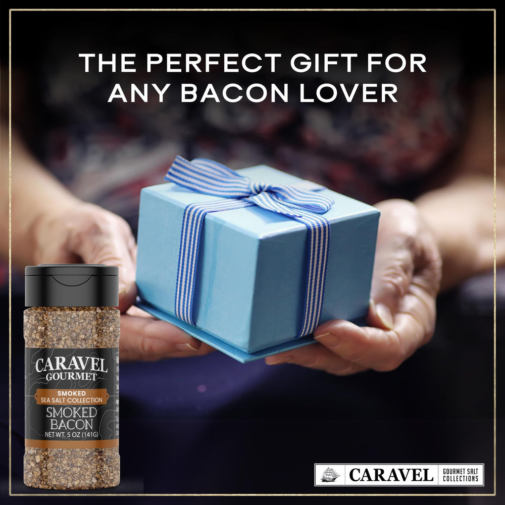 Caravel Gourmet smoked bacon salt used as cocktail rim for bold margaritas