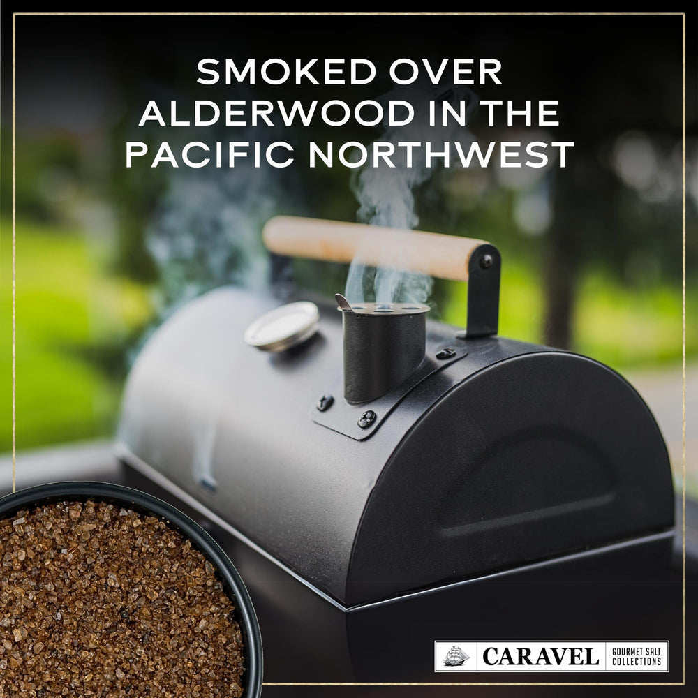 Caravel Gourmet smoked bacon salt on grilled steaks highlighting campfire-style depth