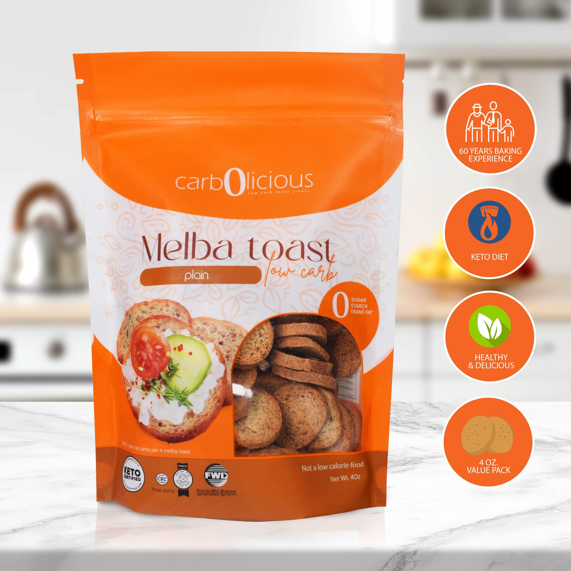 Melba toast slices on a plate ready to top with toppings.