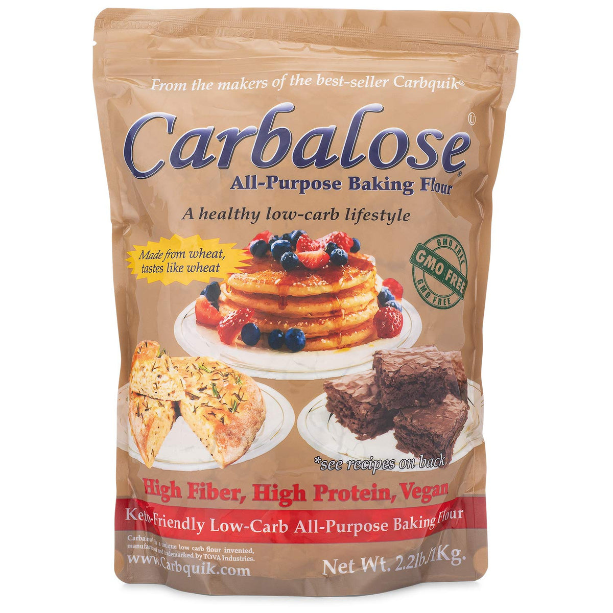 Carbalose all-purpose low-carb flour in resealable pouch ideal for baking