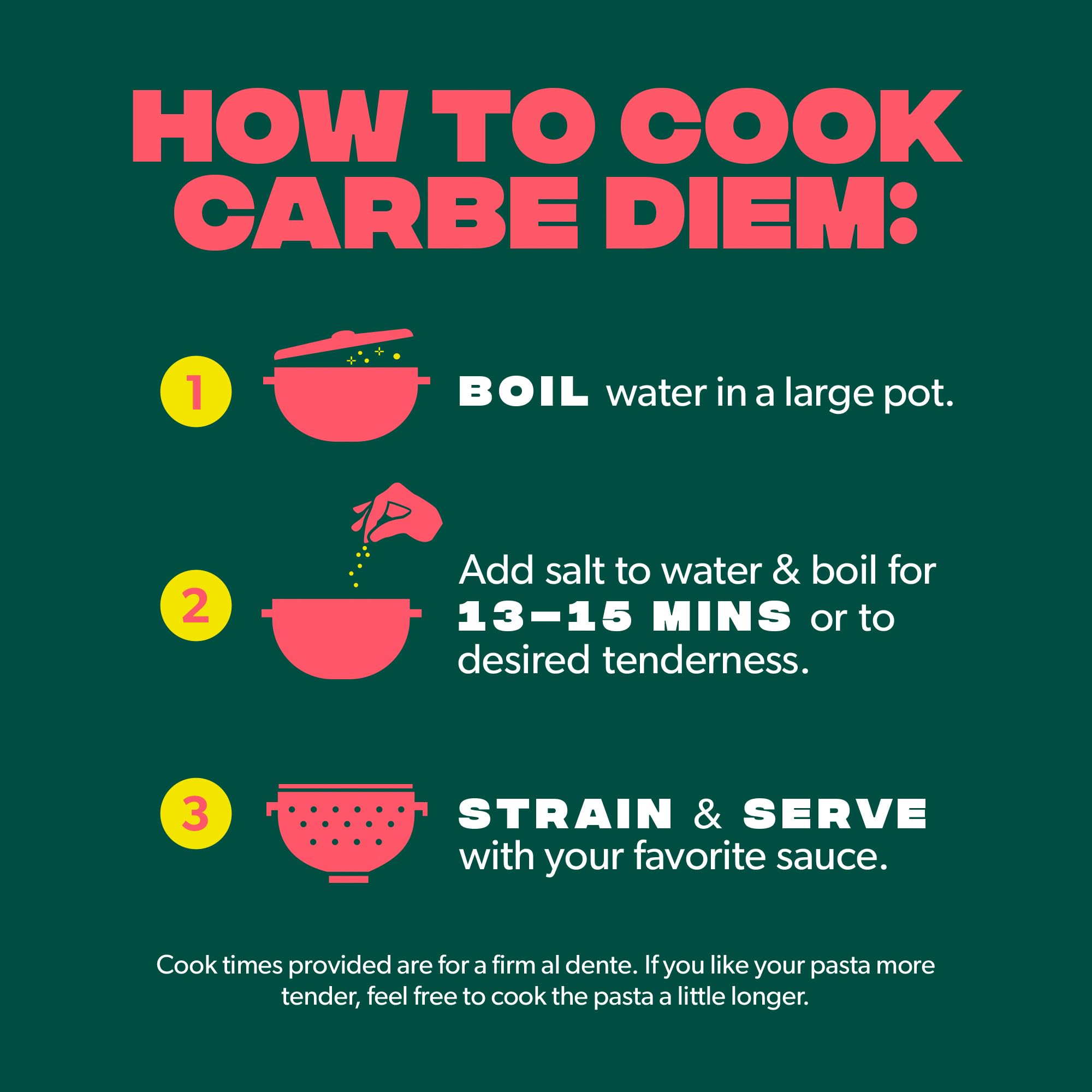 CARBE DIEM Rotini plate with sauce demonstrates traditional pasta experience.