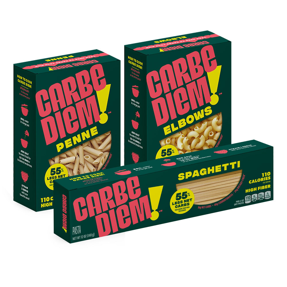 Carbe Diem spaghetti trio sampler pack ready to boil for a comforting dinner