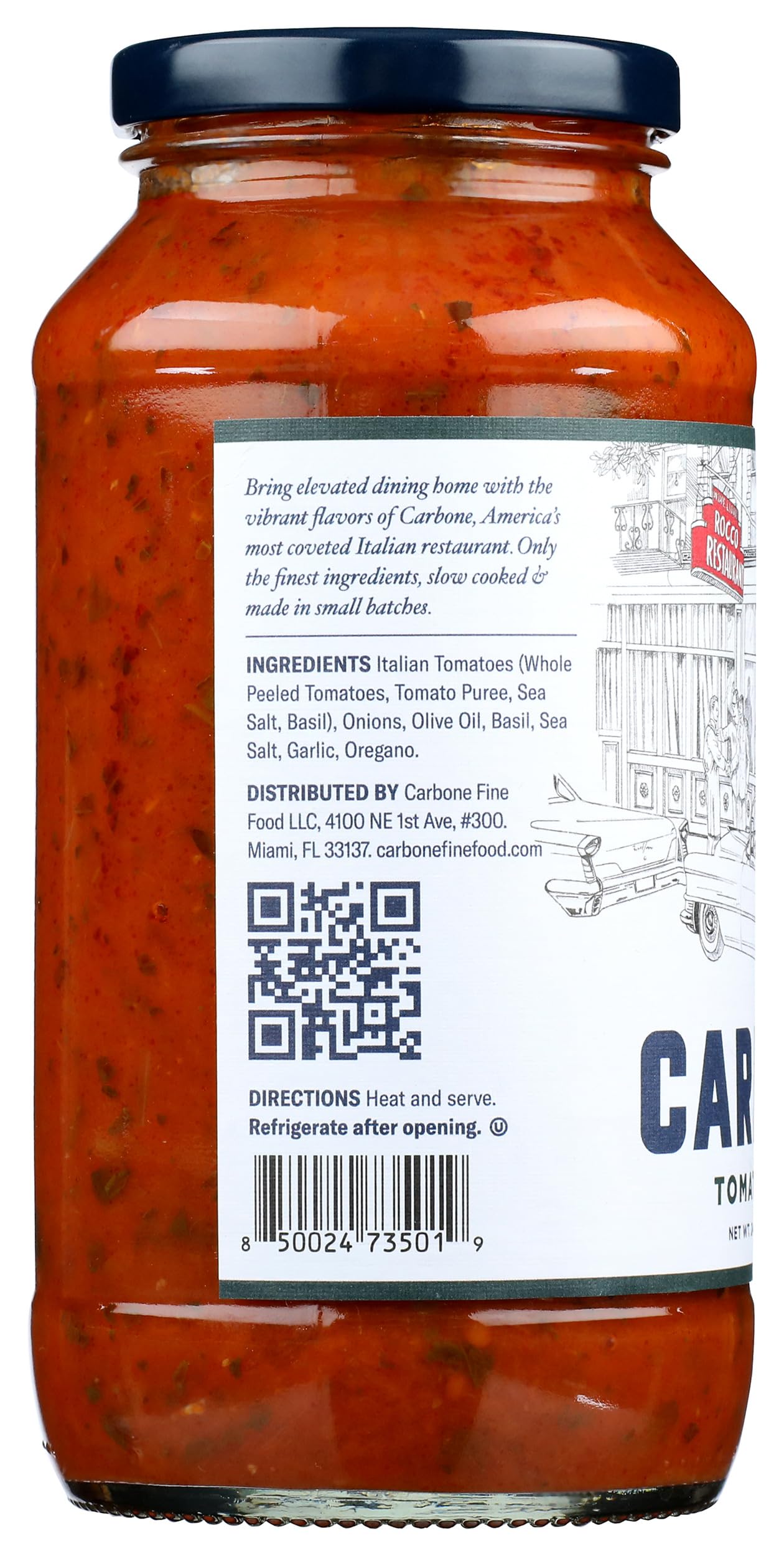 Carbone label close-up highlighting premium ingredients