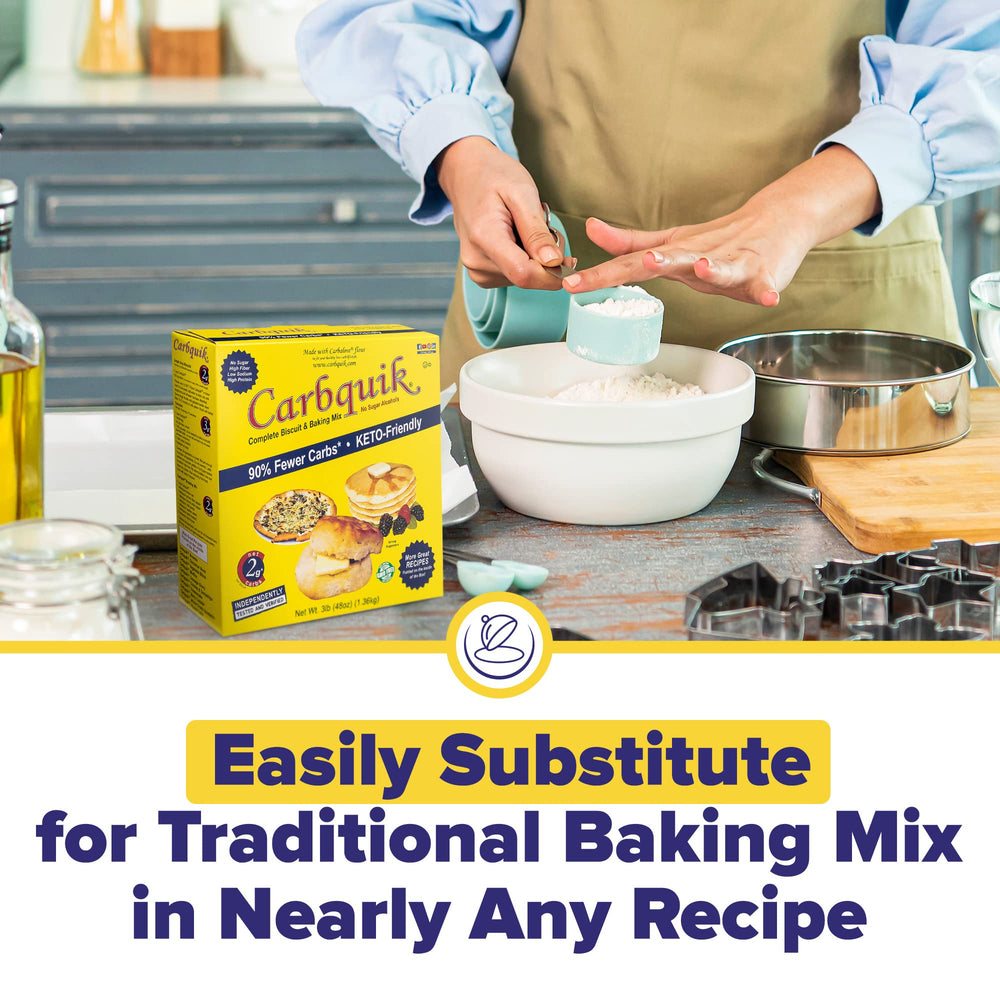 Carbquik measuring scoop highlights quick, precise portions.