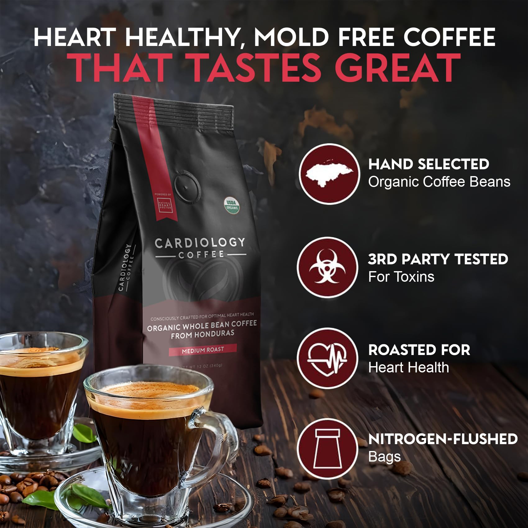 Cardiology Coffee donation indicator highlighting charitable support