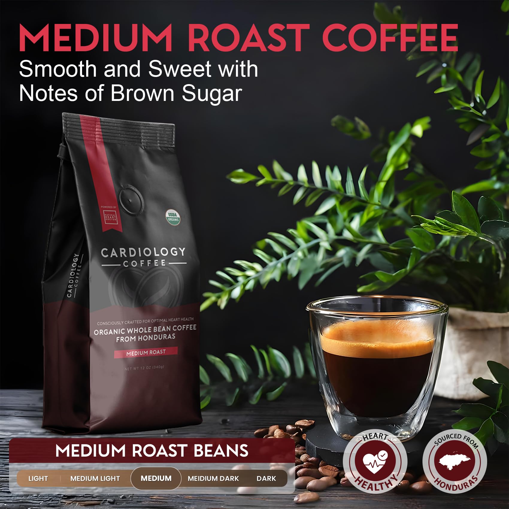 Cardiology Coffee medium roast cup with chocolate and nut notes