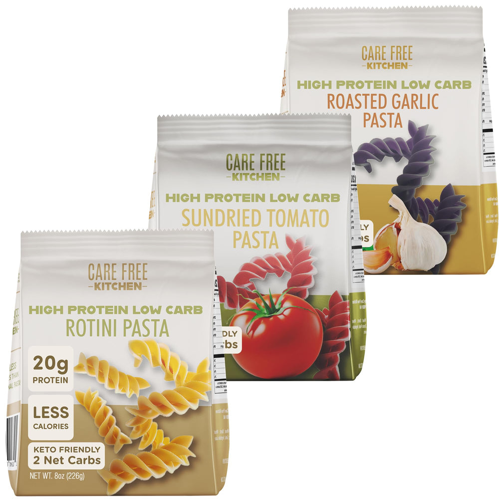Care Free Kitchen Rotini Keto Pasta front pack highlighting 20g protein per serving