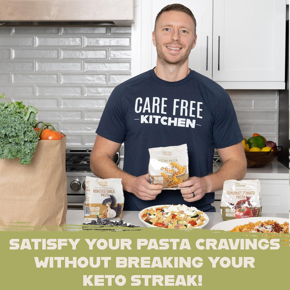 Care Free Kitchen Rotini Keto Pasta steaming in a bowl for a quick meal