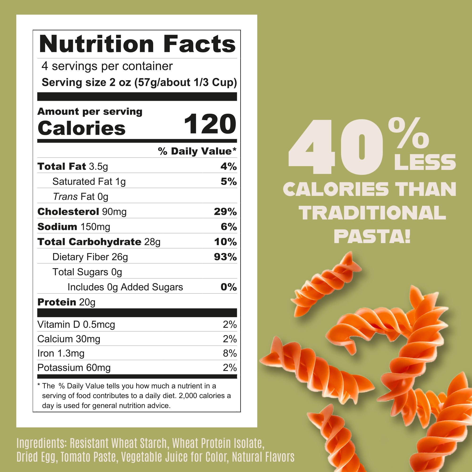 Care Free Kitchen Sundried Tomato Rotini in a serving bowl with sauce, fiber-rich dinner.