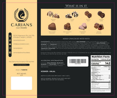 Carian's Bistro Chocolatier packaging detail highlighting luxe presentation.
