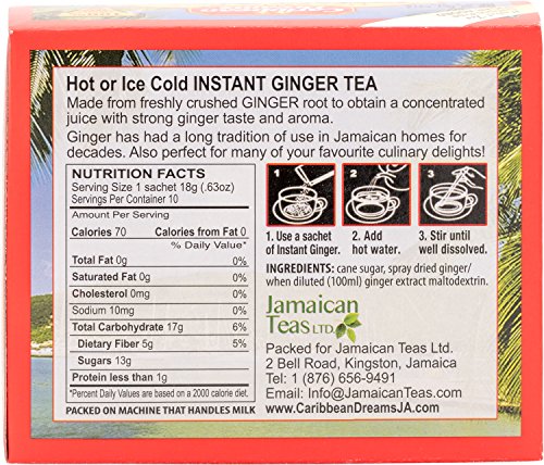Caribbean Dreams ginger tea steeping in cup shows rich flavor.