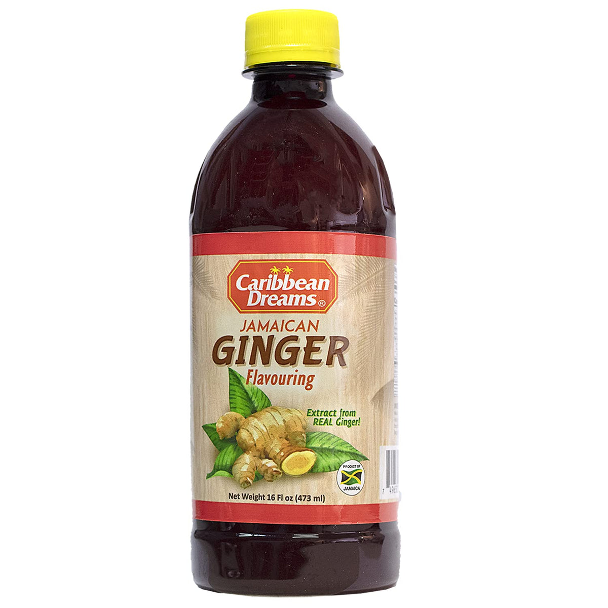 Caribbean Dreams Jamaican Ginger Flavouring bottle adds authentic Caribbean zing to drinks and dishes.