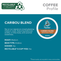 Close-up of Caribou Blend aroma and roasted beans in a cup.