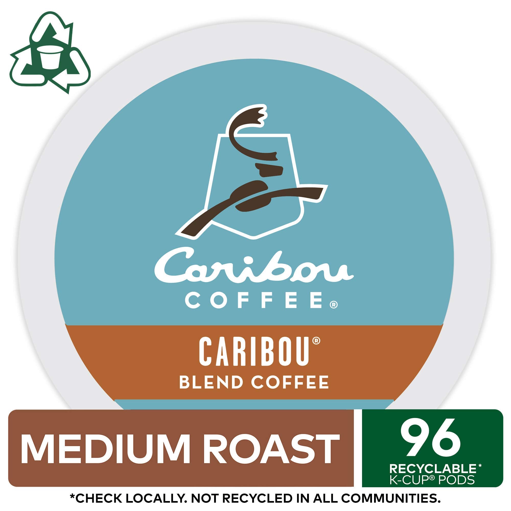 Caribou Blend box highlighting 96 K-Cups for convenient daily brewing.