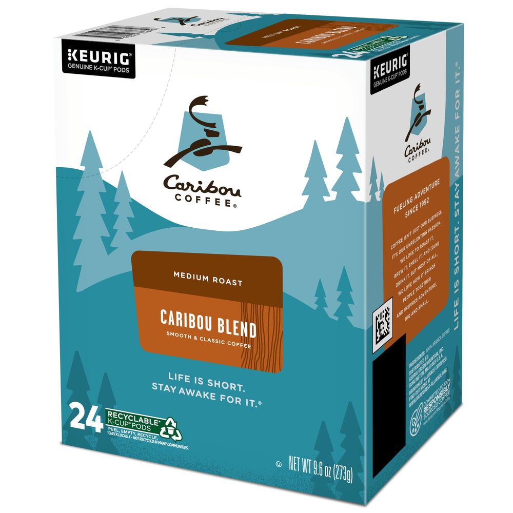 Caribou Blend brewed cup presents a big-bodied, clean finish.