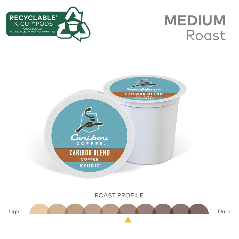 Caribou Blend packaging on the countertop signals a ready morning ritual.