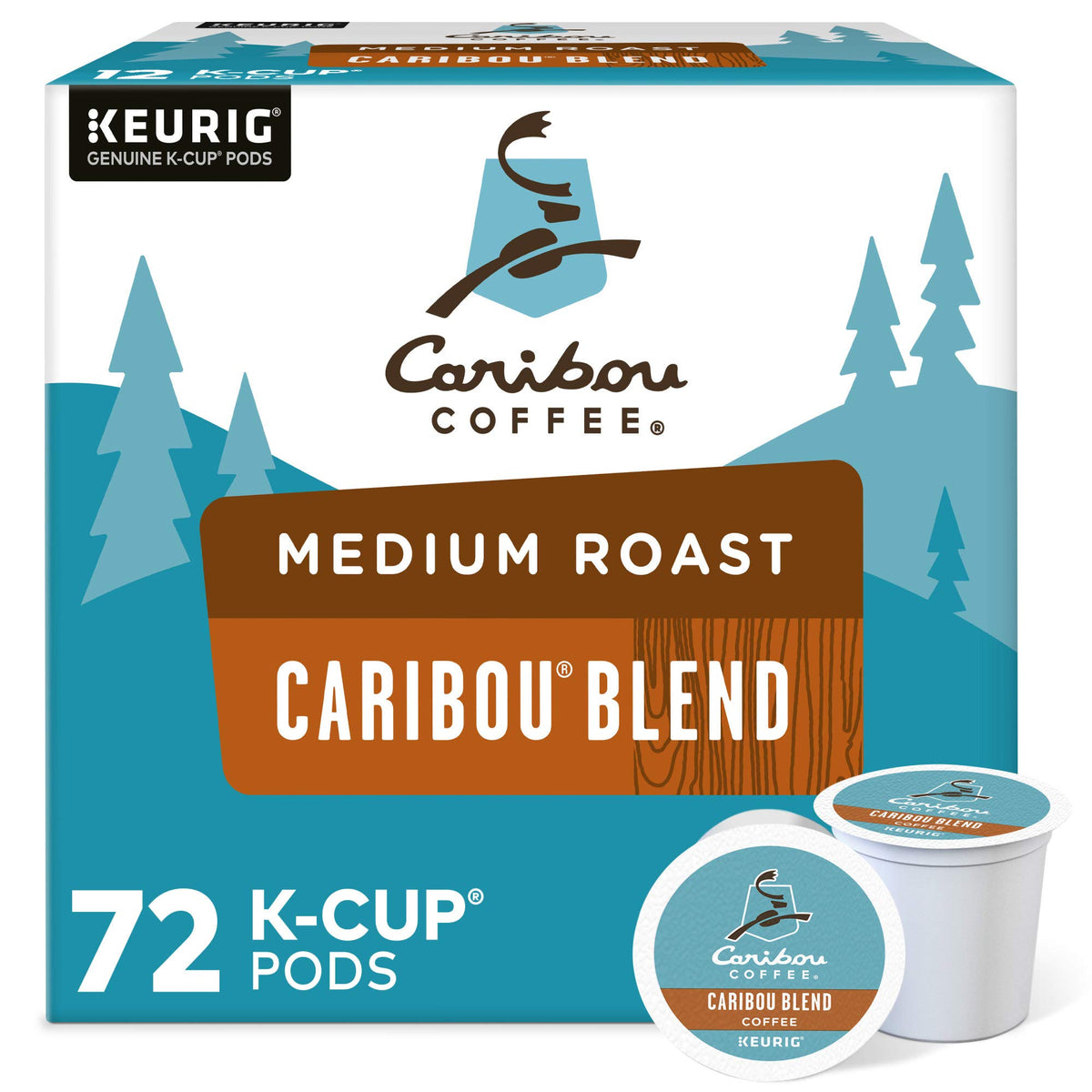 Caribou Coffee Caribou Blend K-Cup pod for quick single-serve mornings.