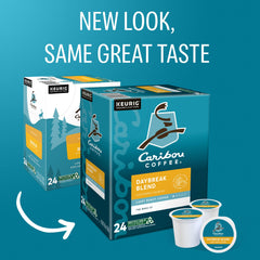 Daybreak K-Cup packaging box highlights freshness and convenience.