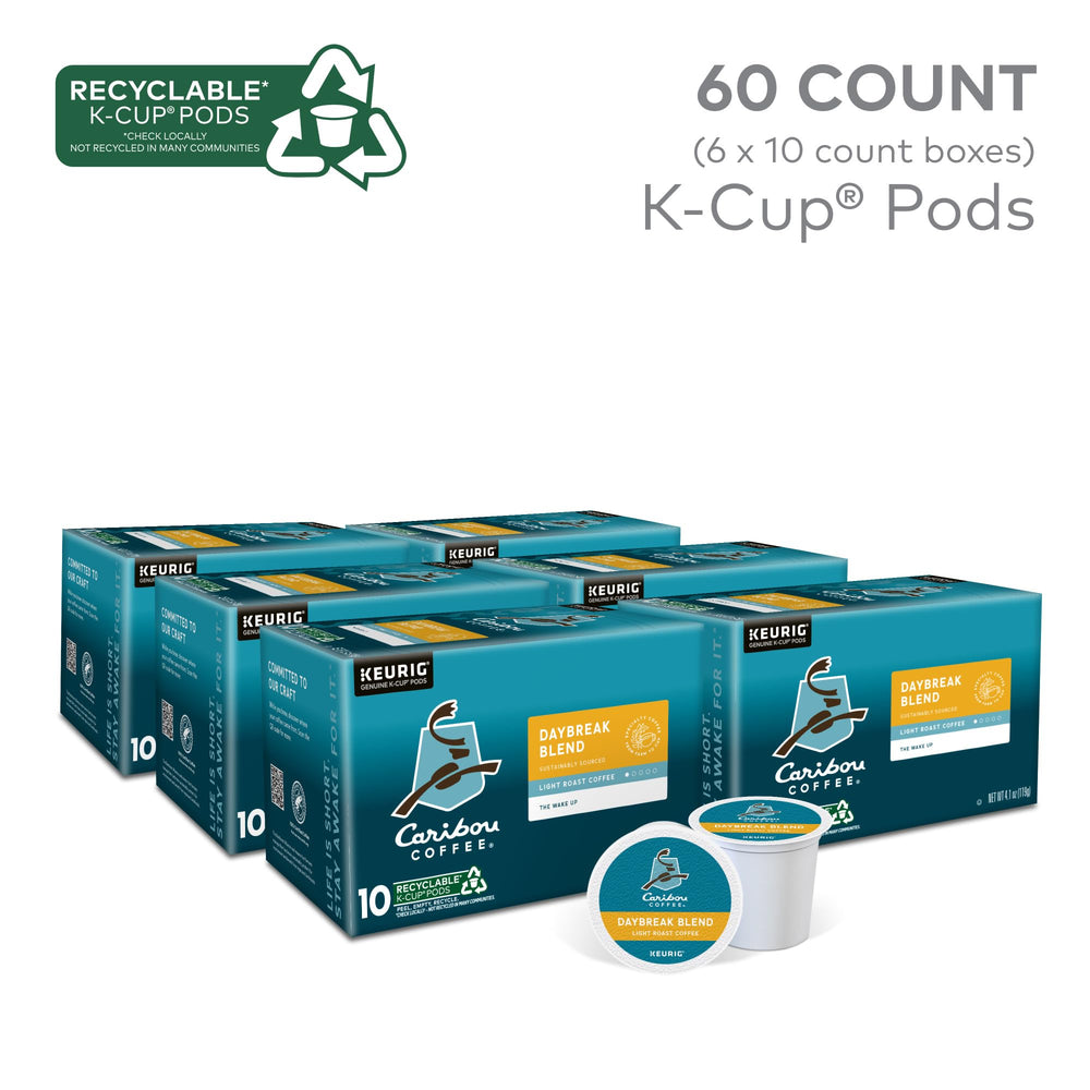 Steaming cup of Caribou Daybreak Blend to start your day