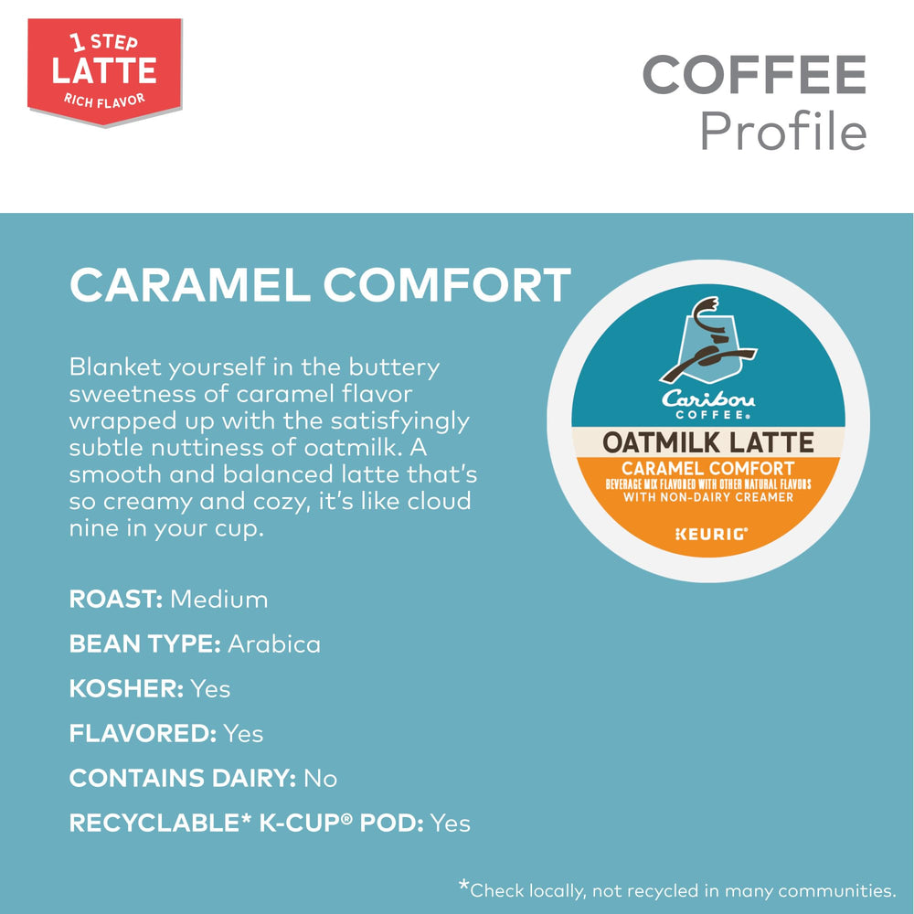 Caribou Coffee Oatmilk Latte mug ready to sip.