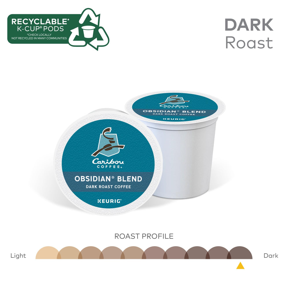Caribou Obsidian pods compatible with Keurig single-serve machines.