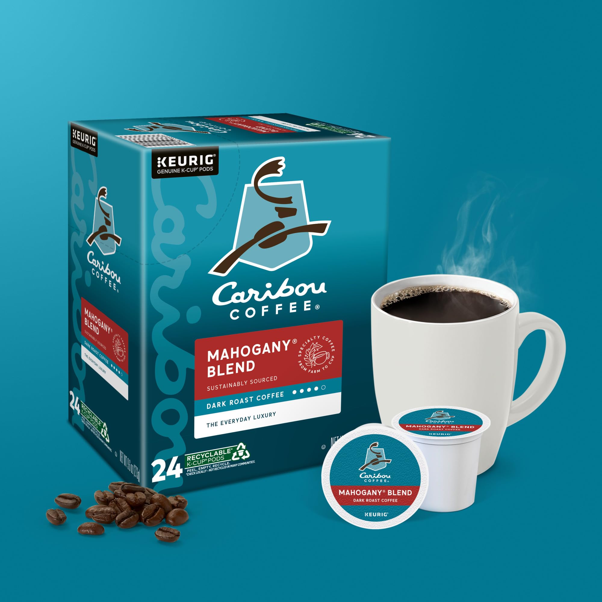 Office desk setup featuring Caribou Coffee Mahogany for morning routine