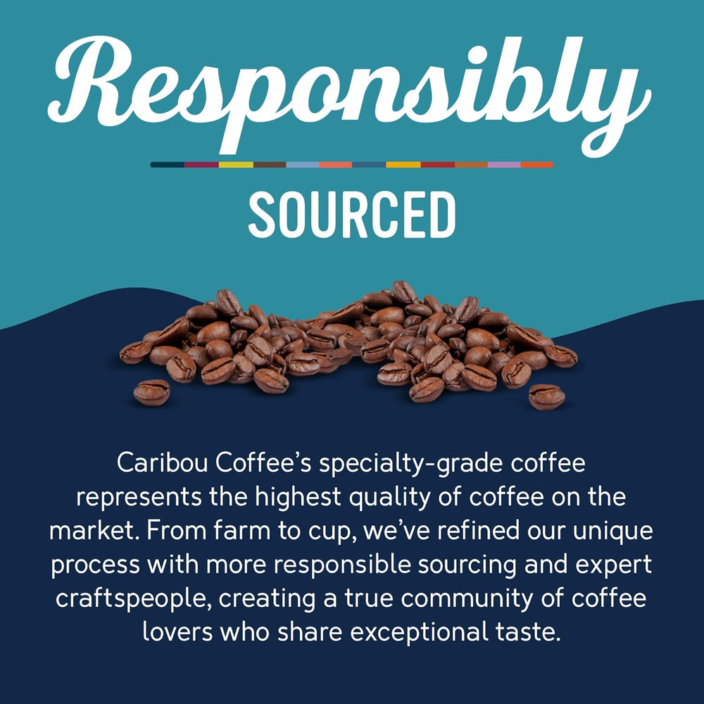 Caribou Coffee Vanilla Hazelnut Dreamstate ground coffee texture with rich beans.