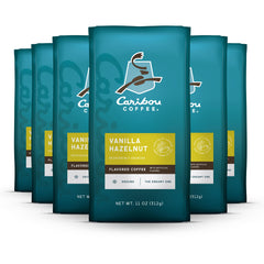 Caribou Coffee Vanilla Hazelnut Dreamstate packaging shows six bags for easy restocking.
