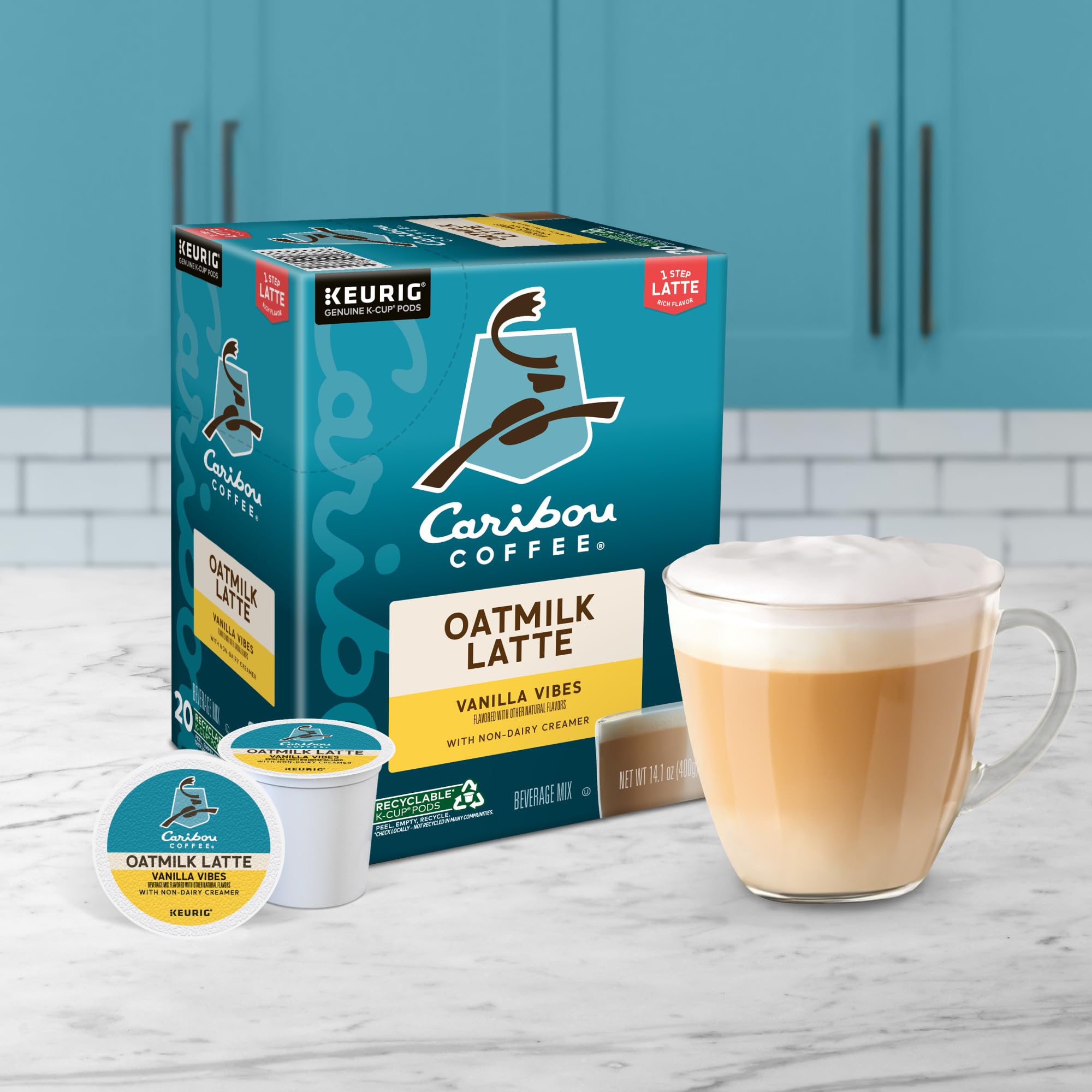 Caribou Coffee Vanilla Vibes latte swirl in cup