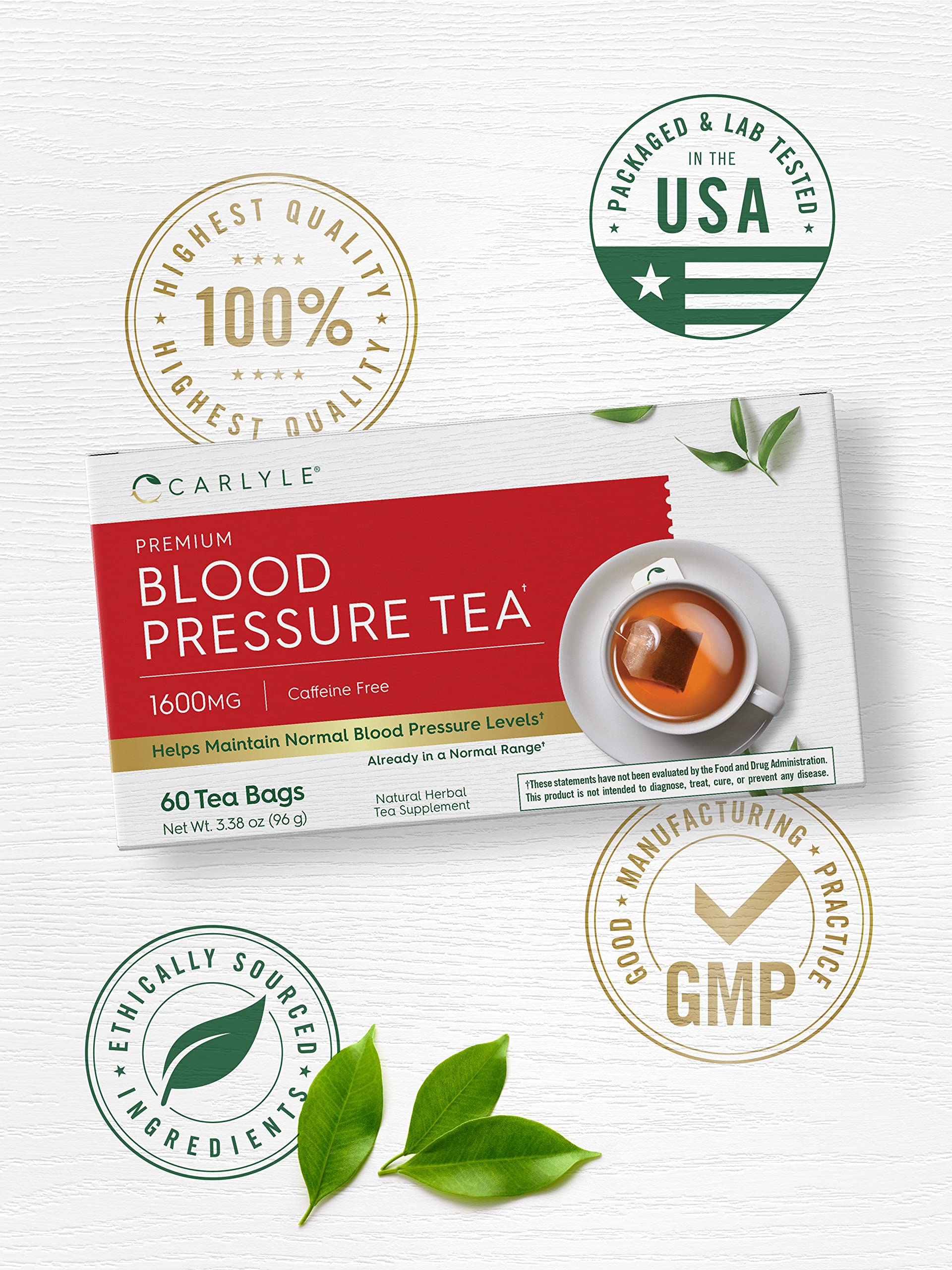 Carlyle Blood Pressure Tea Bags dried herb blend with moringa and hibiscus