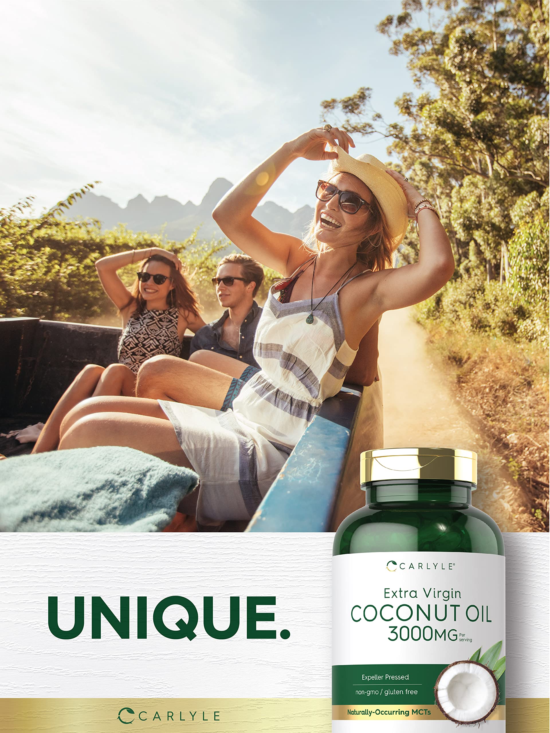 Carlyle Coconut Oil Softgel serving scoop for easy daily intake