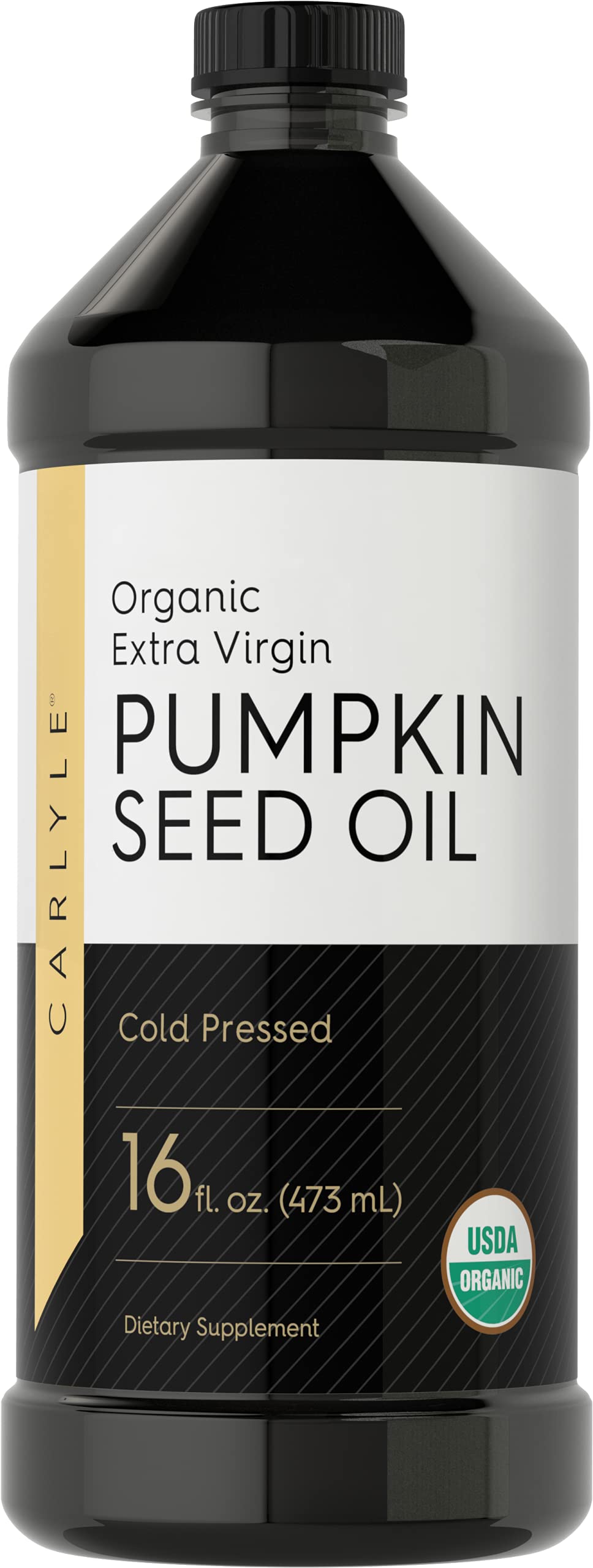 Carlyle pumpkin seed oil bottle showing premium cold-pressed oil for cooking.