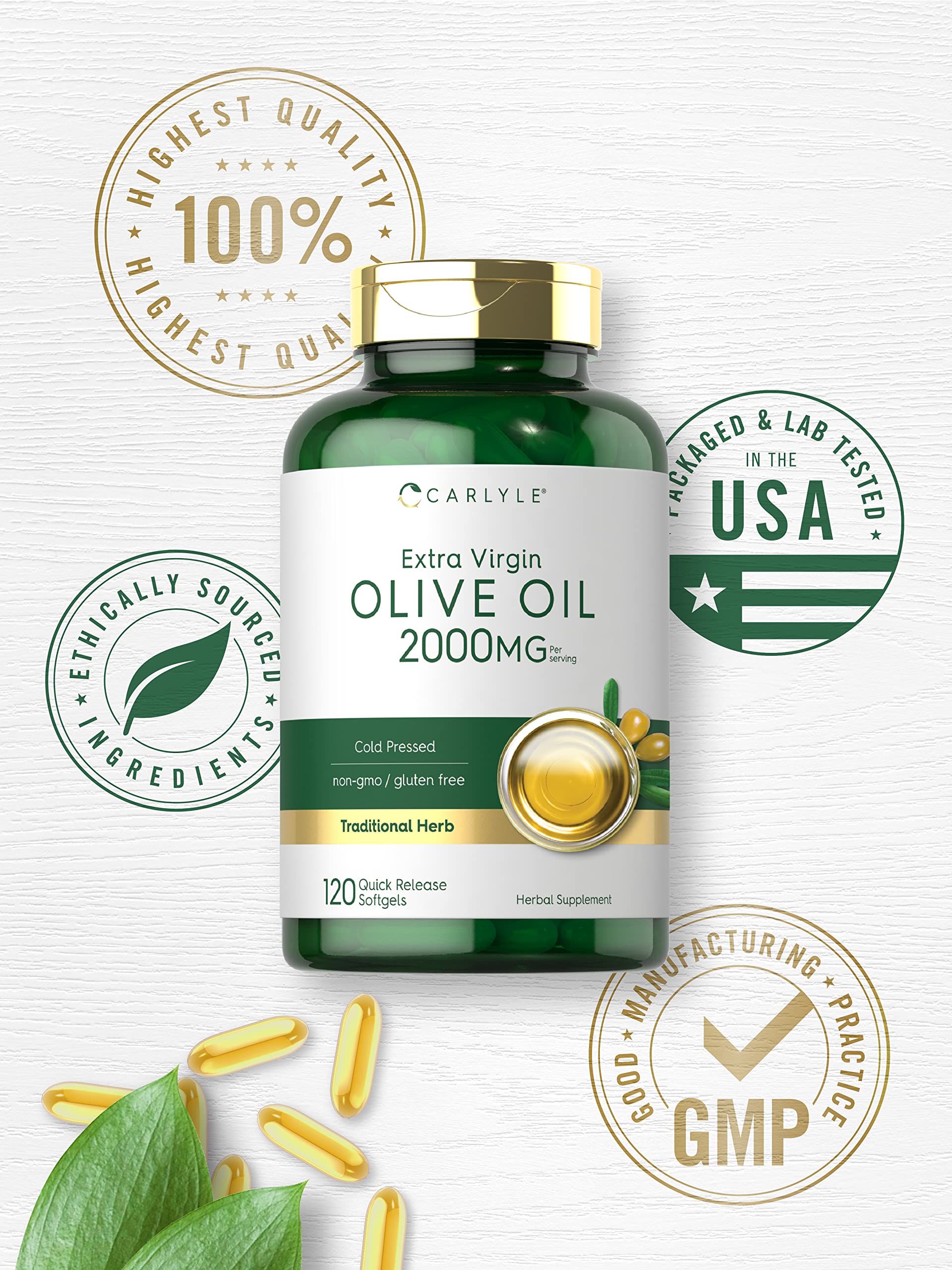 Carlyle Softgel capsule close-up highlighting purity and gluten-free formula.
