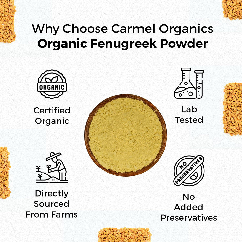 Carmel Organics fenugreek seeds used in spice blend preparation