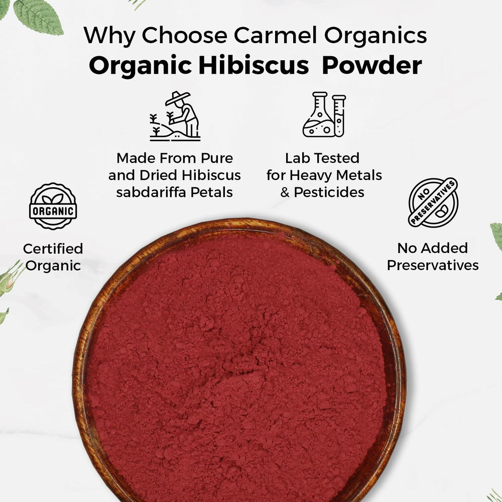 Carmel Organics hibiscus powder dispensing scoop for easy use