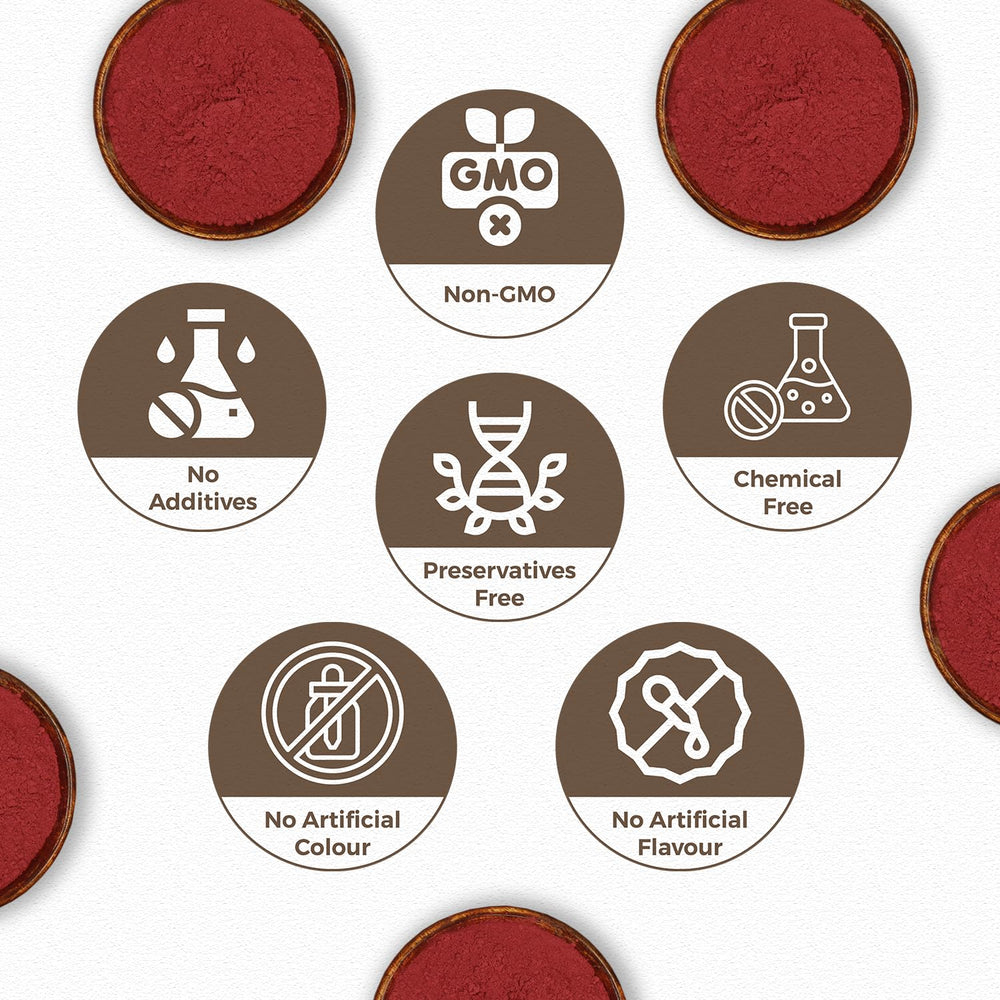 Carmel Organics hibiscus powder label with non-GMO claim