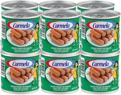 Carmela Chicken Vienna Sausage in broth 12-pack in view, ready to stock pantry